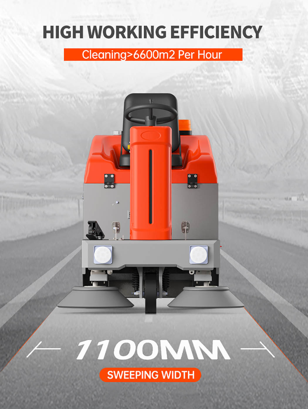 R-S1 Električna kompaktna mašina za čišćenje podova za vožnju na ulici Mašina za čišćenje podova2